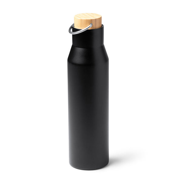 Termo Meyer 550 ml tapa bambú con asa - Negro