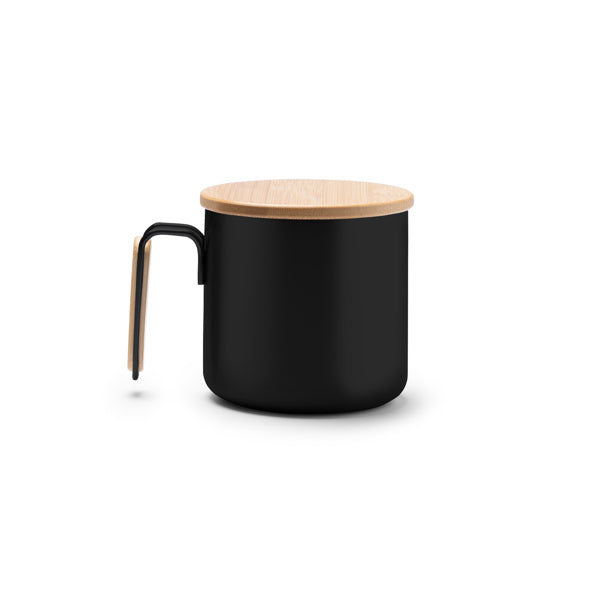 Taza Rimor inox + bambú 350 ml con tapa - Negro