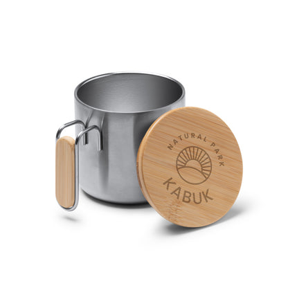 Taza Rimor inox + bambú 350 ml con tapa - detalle