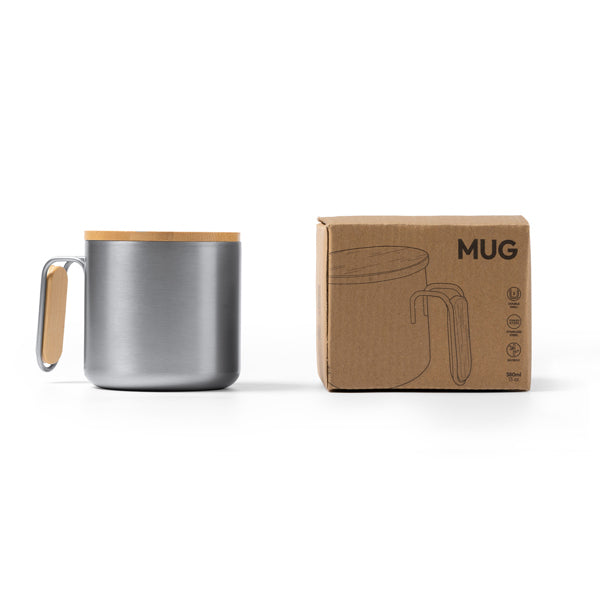 Taza Rimor inox + bambú 350 ml con tapa - detalle