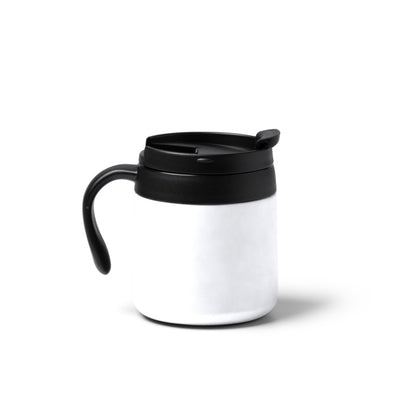 Taza térmica Vake 350 ml con asa y tapa - Blanco