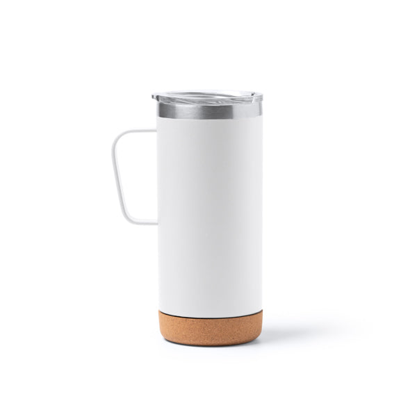 Taza térmica Beyron base corcho - Blanco