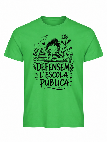 Samarreta verda Defensem l'escola pública, vista frontal