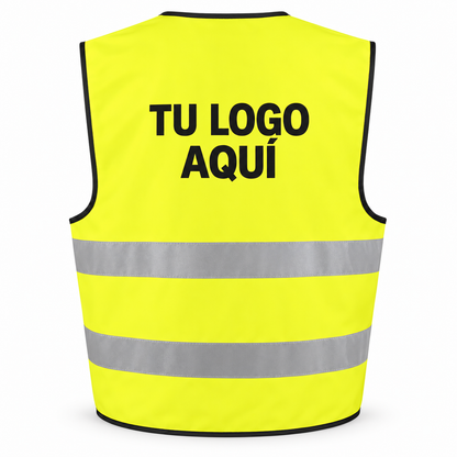 Chaleco reflectante homologado personalizado con logo en la espalda
