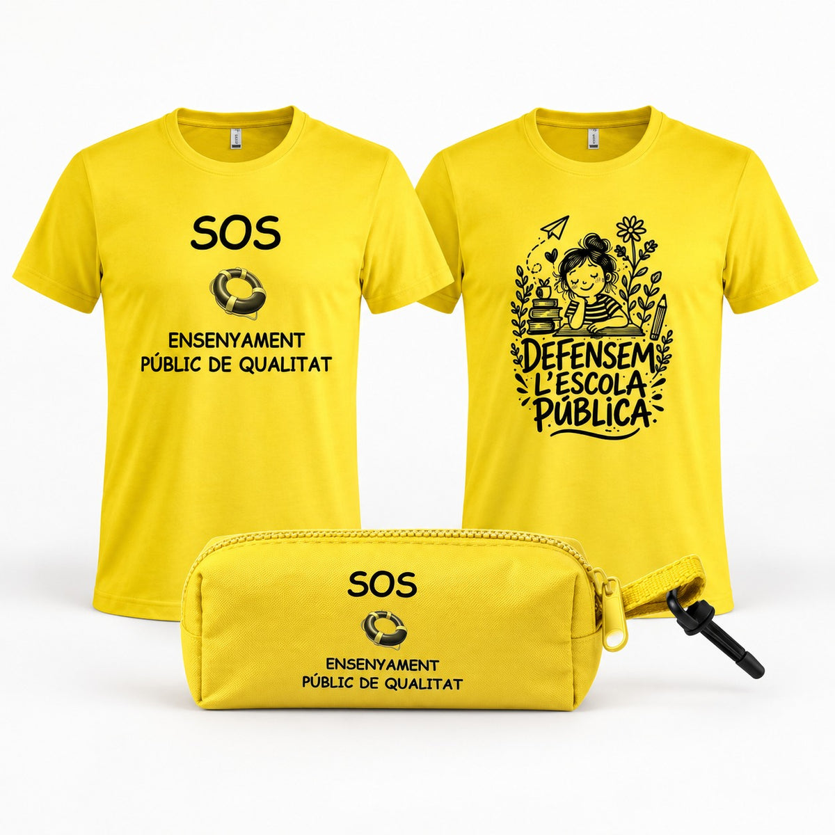 Pack: 2 samarretes + estoig Defensem l'escola pública