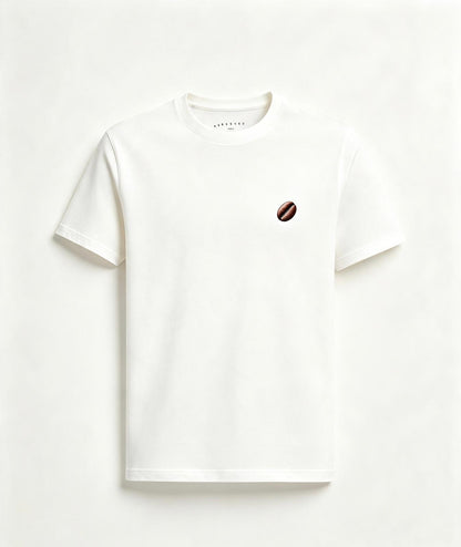 Camiseta "Orgullo Colombiano" · Blanca — grano de café en el pecho